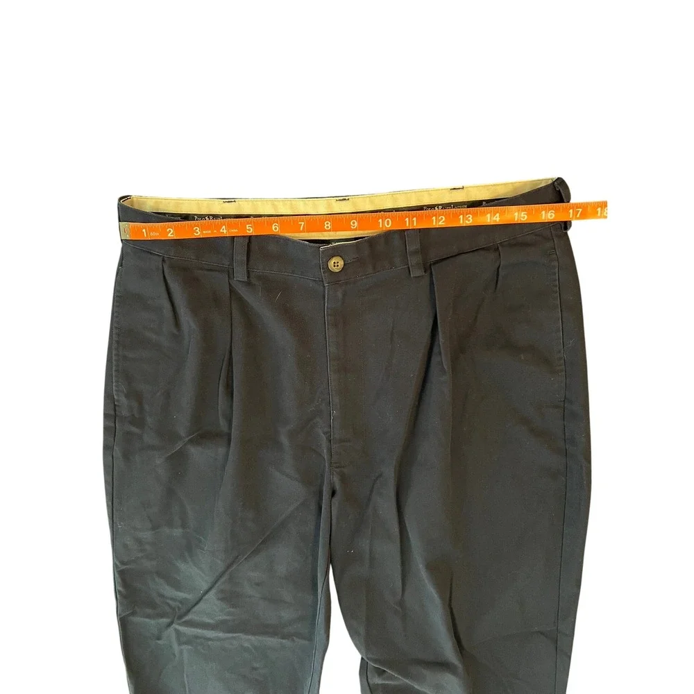 Polo Ralph Lauren Mens Black Pleated Chino Pants Cotton Trousers 34x31